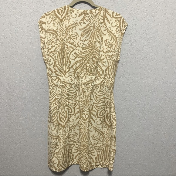 Loft Women’s Petite Floral V-Neck Button Cap Sleeve Linen Blend Flare Dress - Picture 7 of 7